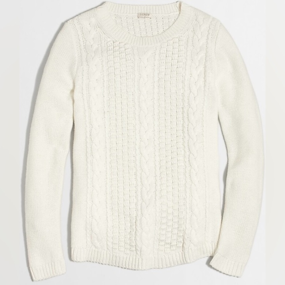J. Crew Factory Ivory Cable Knit Sweater